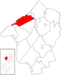 Map of Hunterdon County highlighting Bethlehem Township